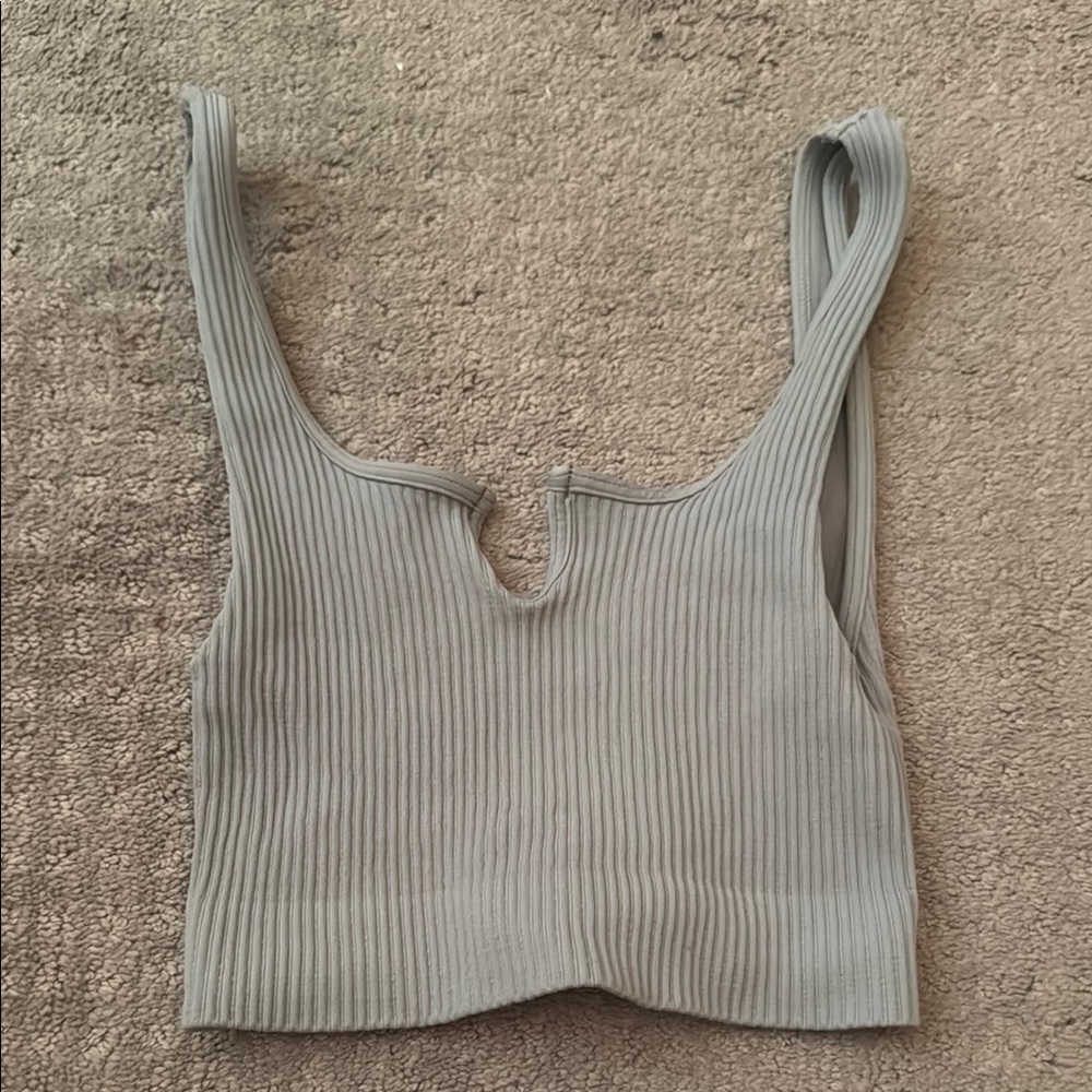 Ribbed Grey Crop Top